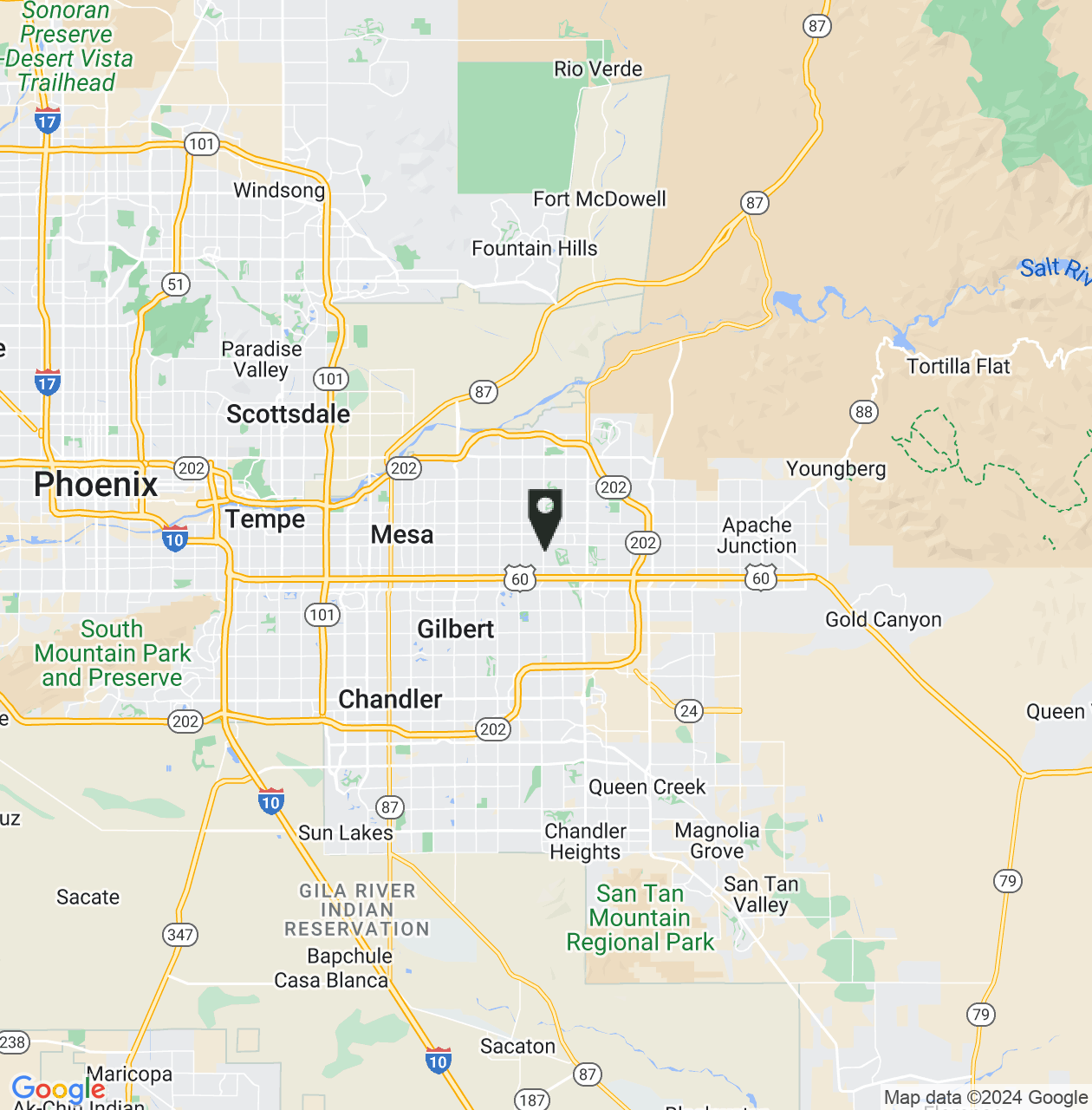Map showing Mesa