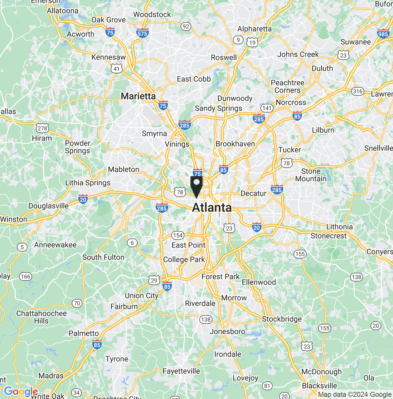 Map showing Atlanta