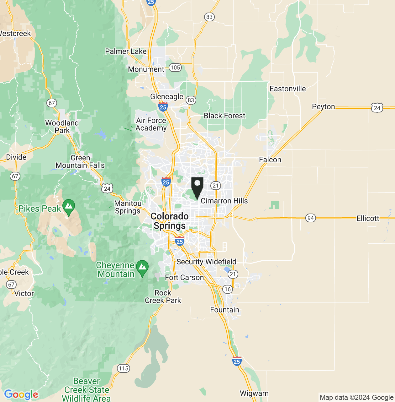 Map showing Colorado Springs
