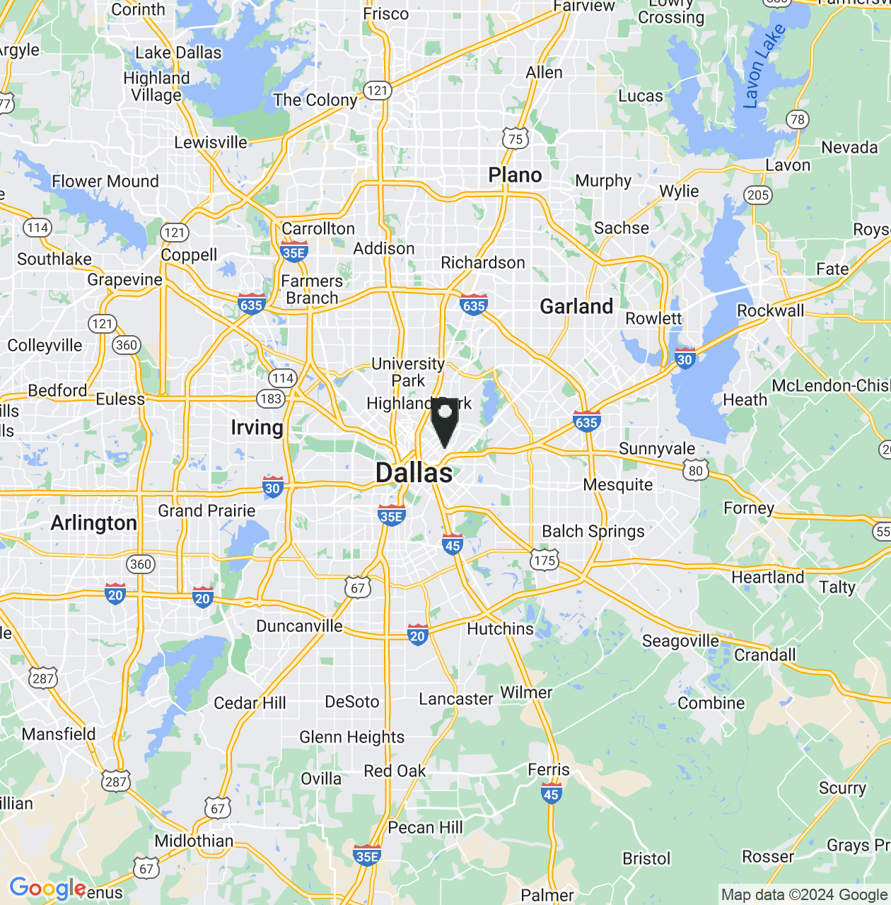 Map showing Dallas