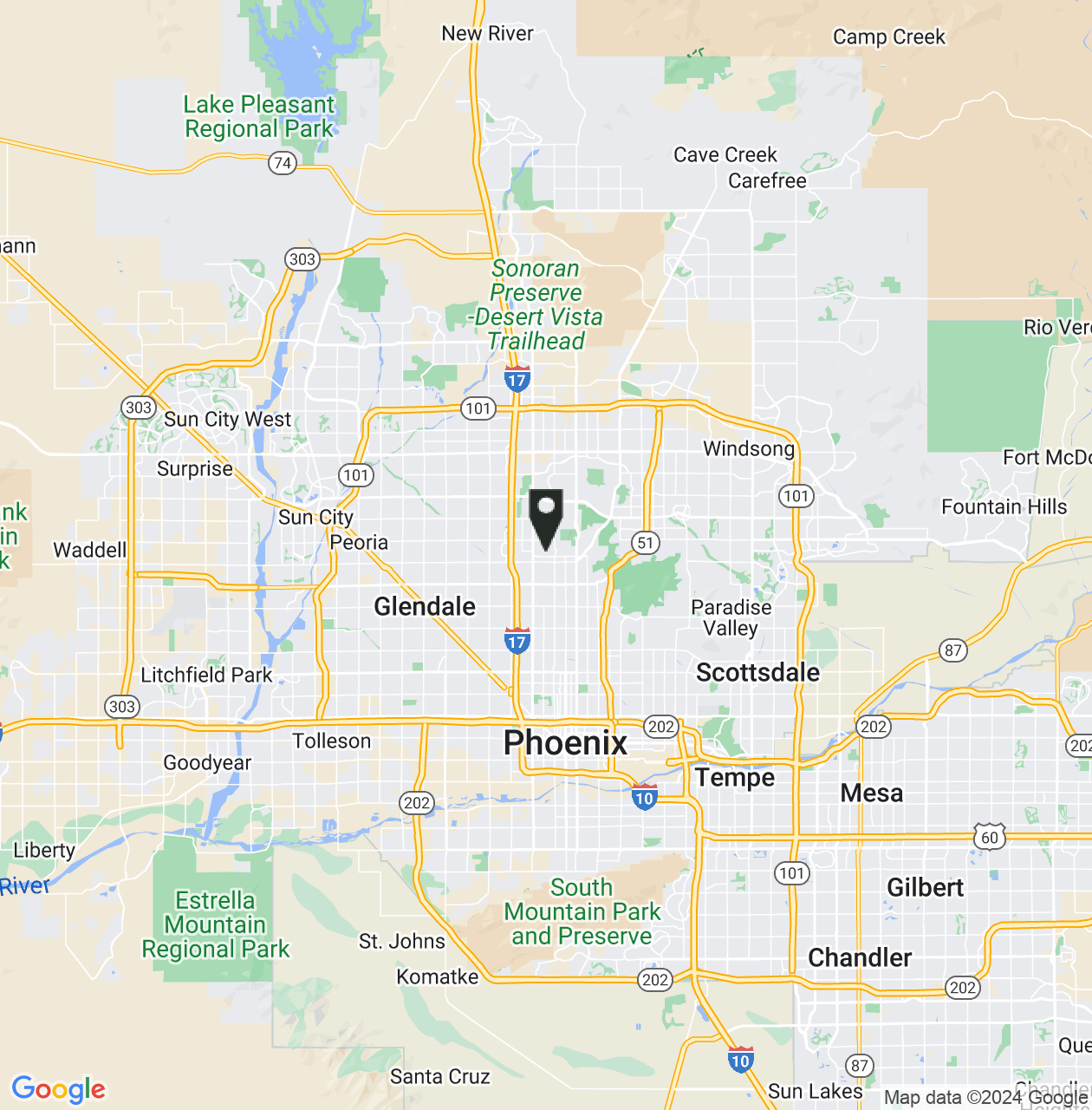 Map showing Maricopa County, Arizona
