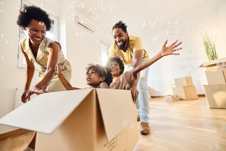 Family moving into a new home
