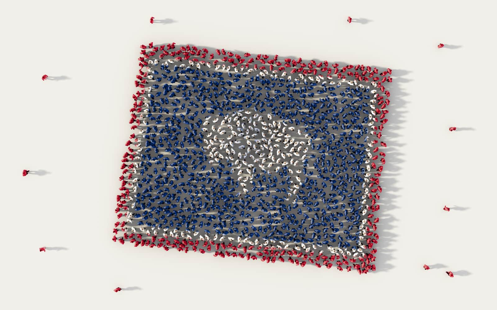 Large group of people forming the shape of Wyoming