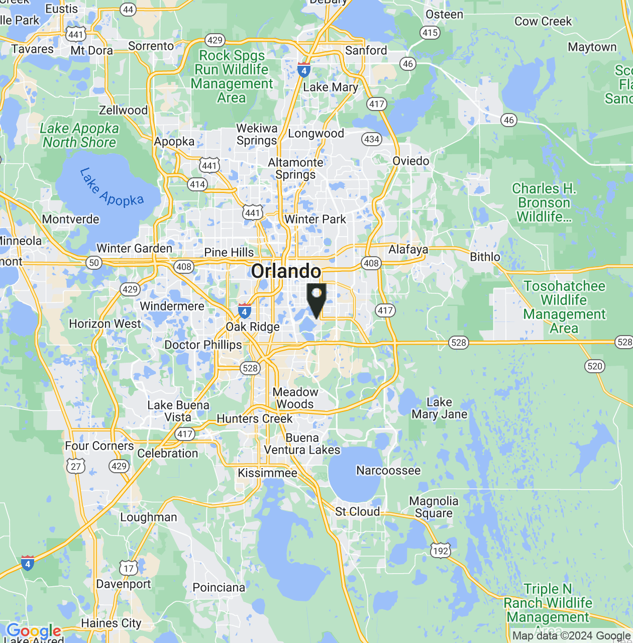 Map showing Orlando