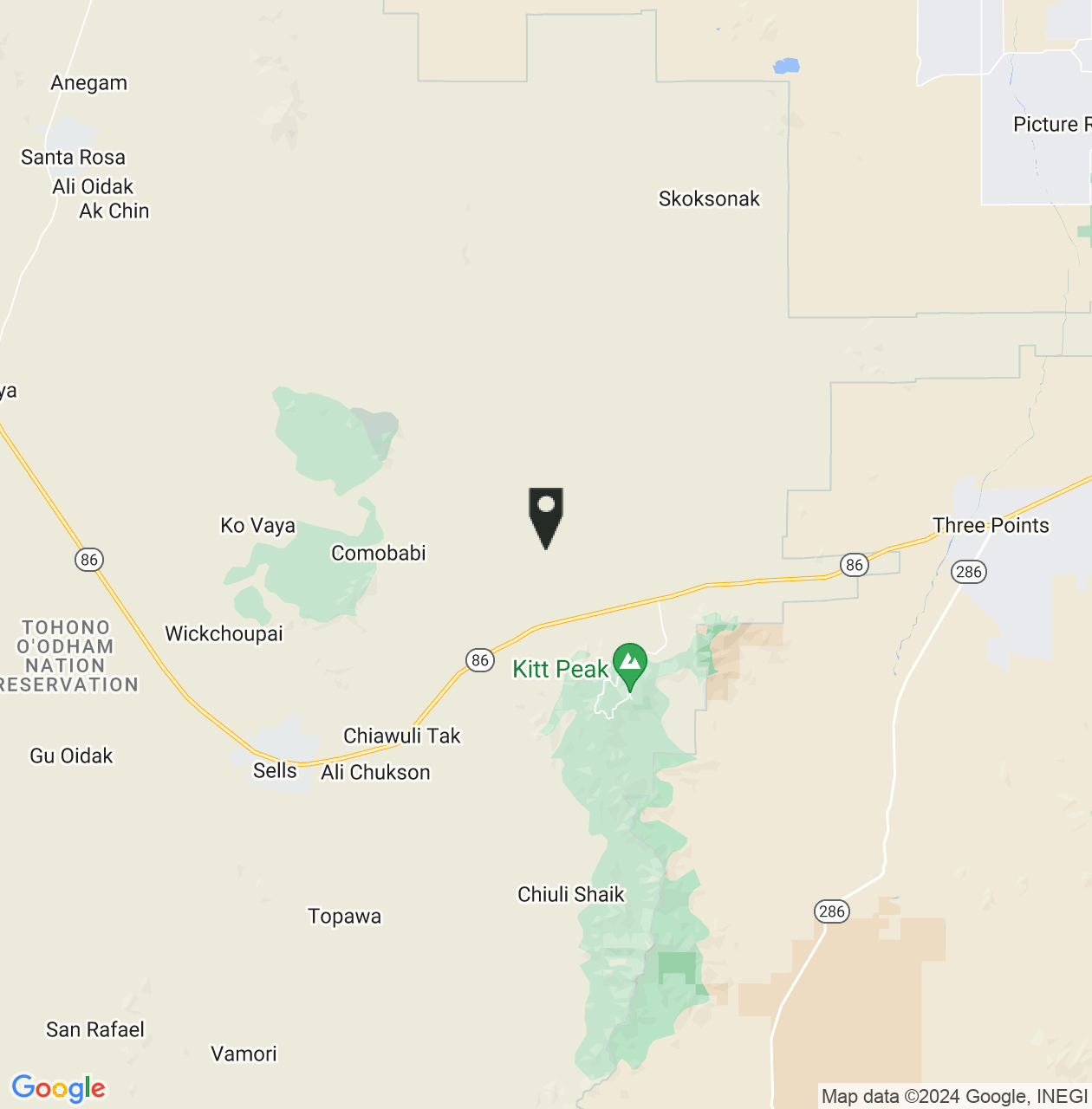 Map showing Pima County, Arizona