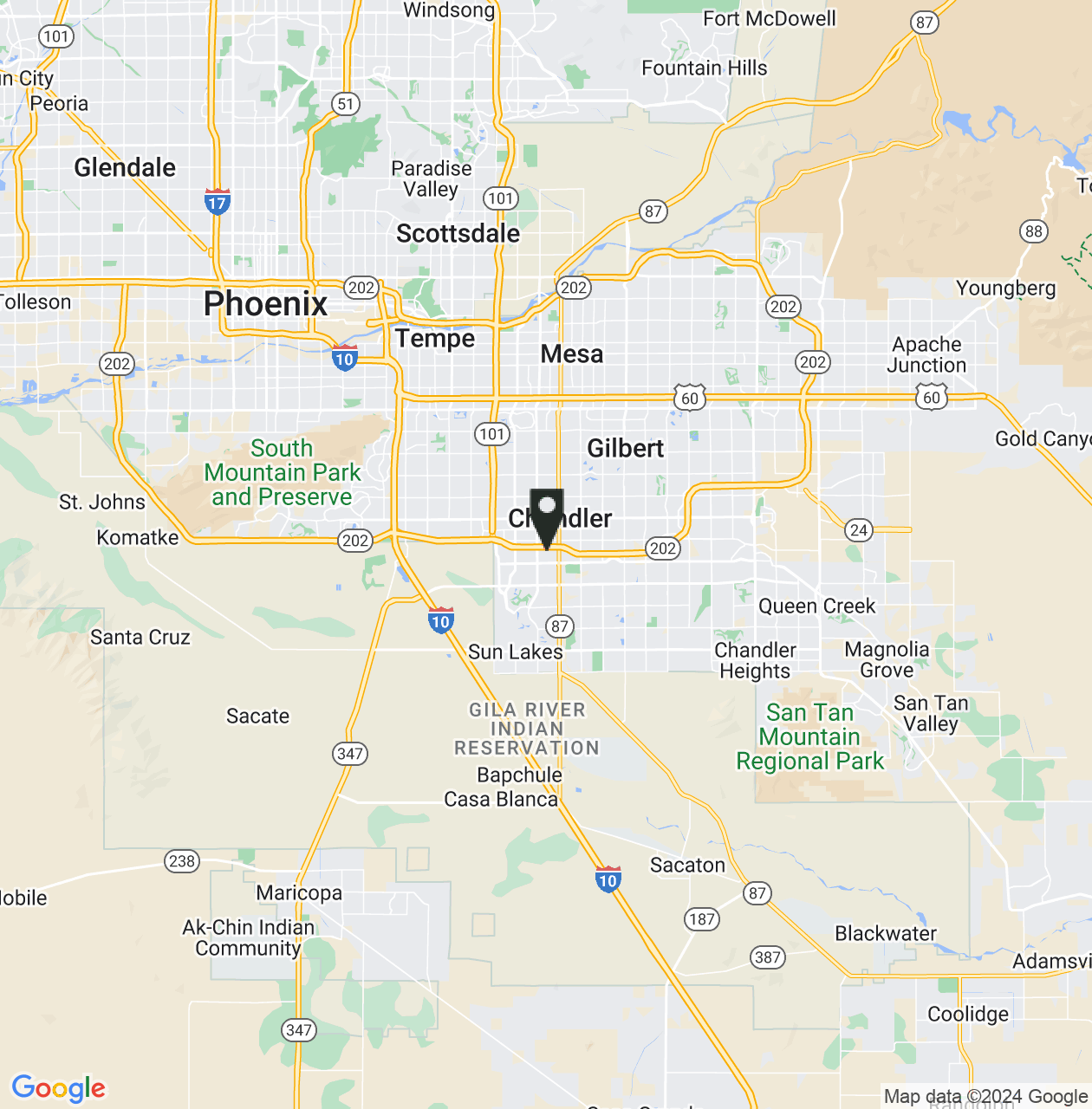 Map showing Chandler