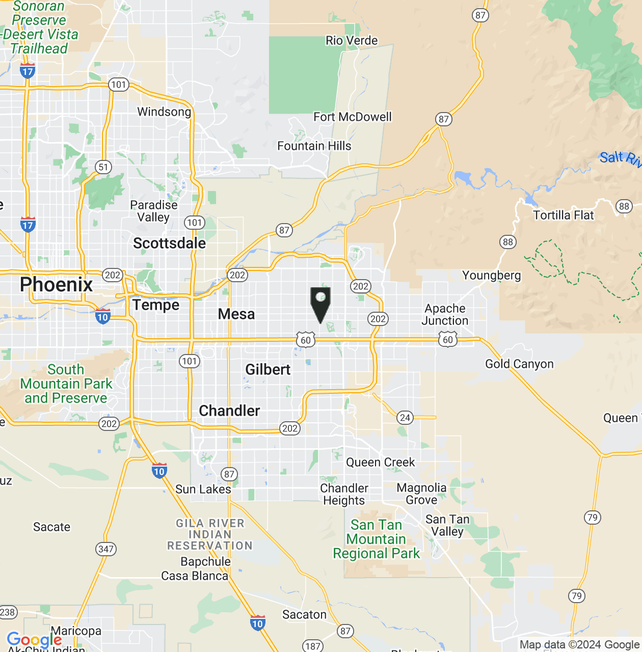Map showing Mesa