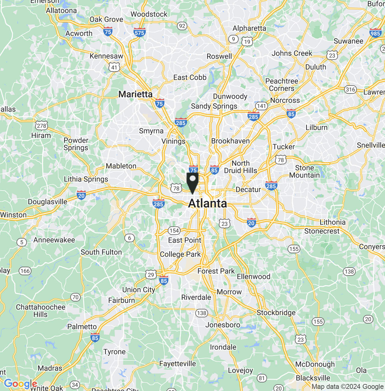 Map showing Atlanta