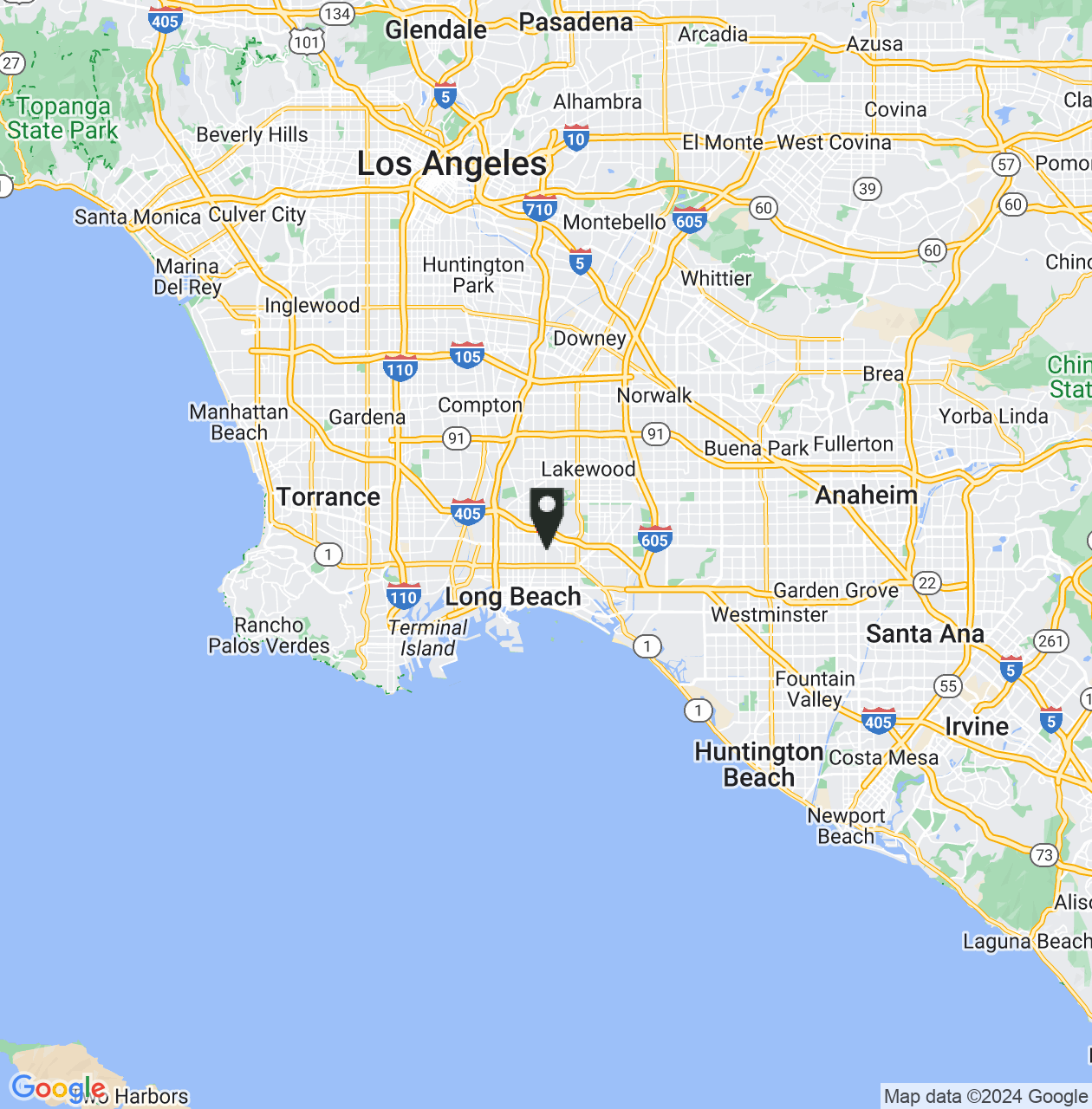 Map showing Long Beach