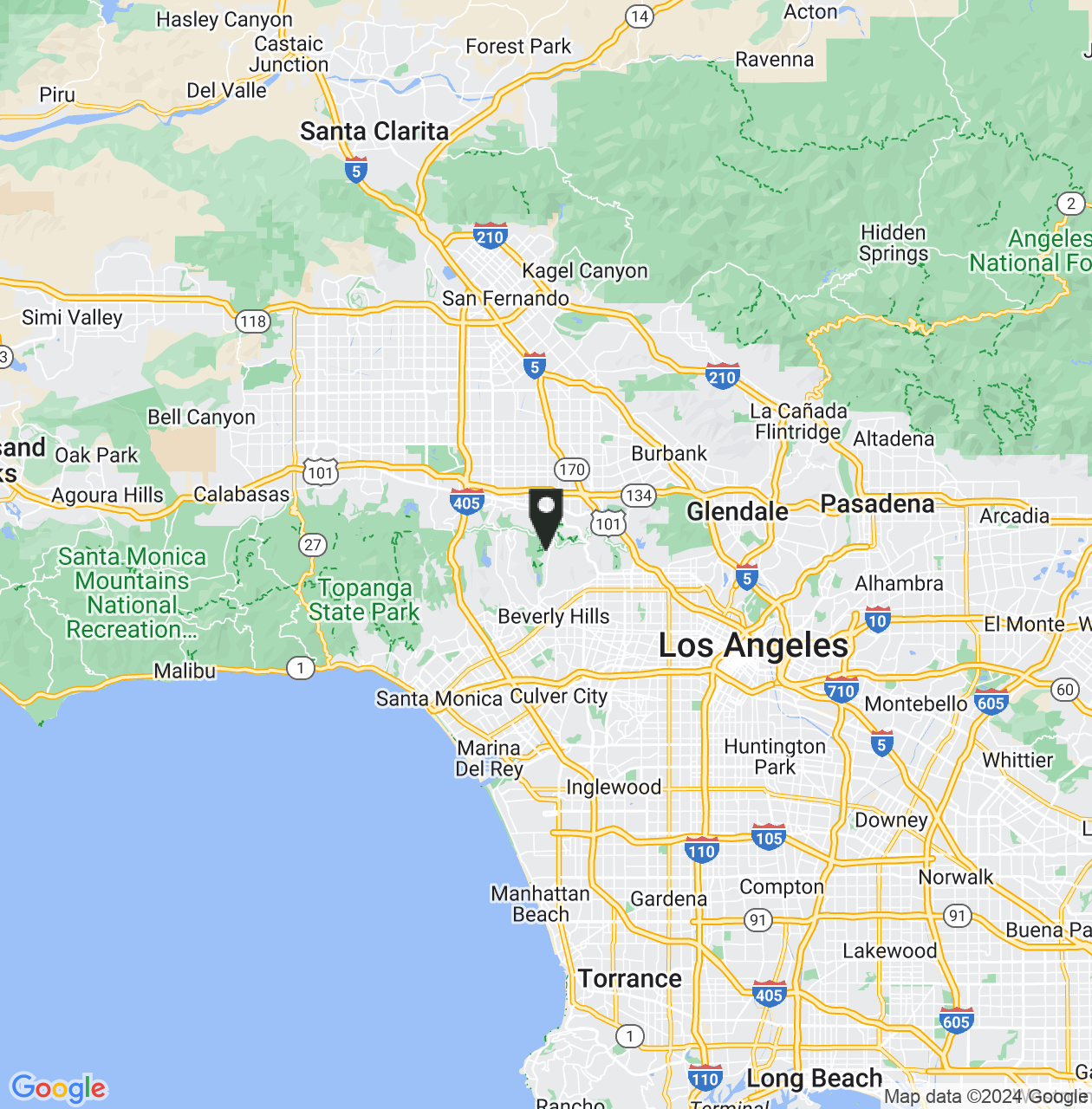 Map showing Los Angeles County, California