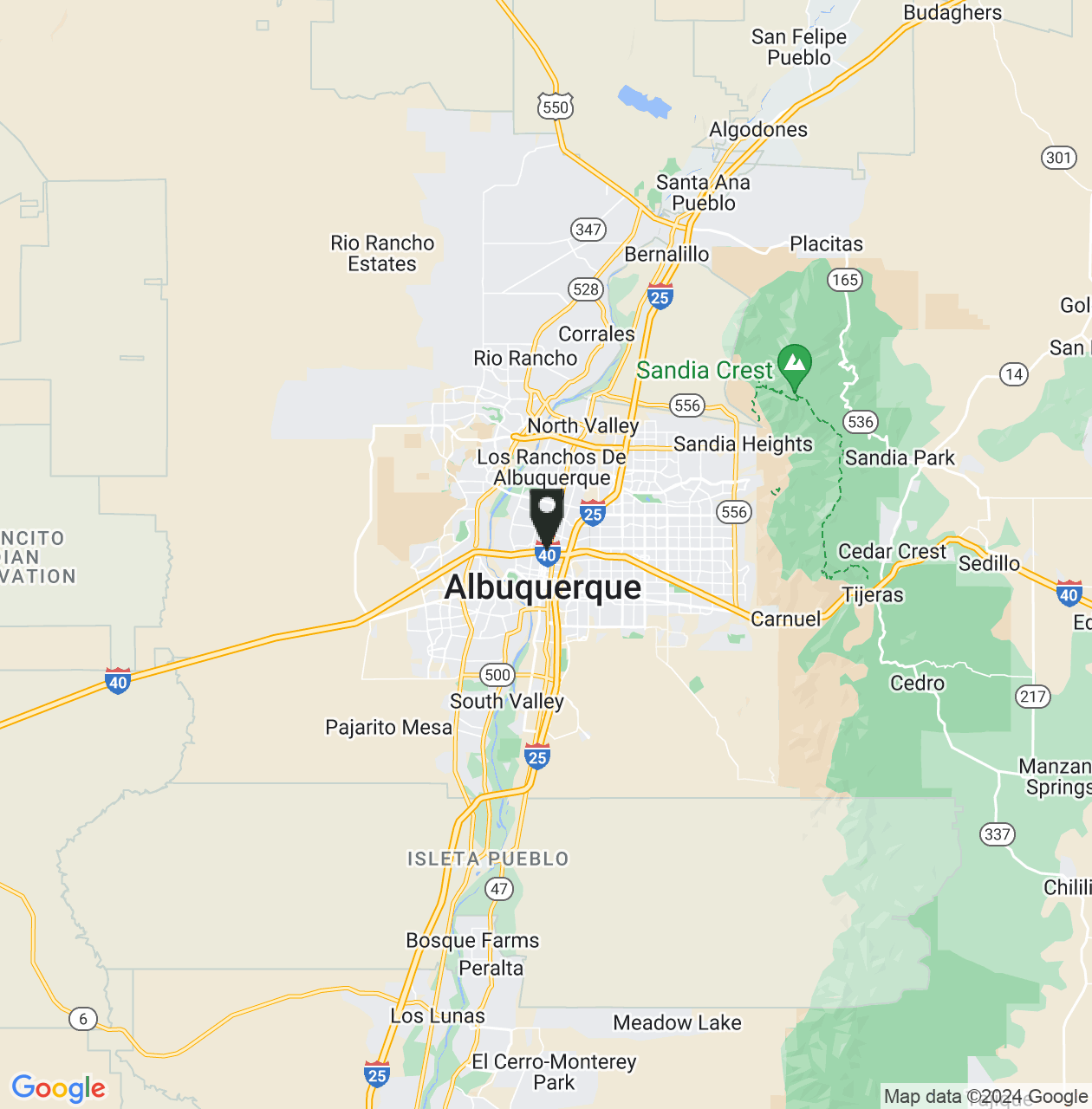 Map showing Albuquerque