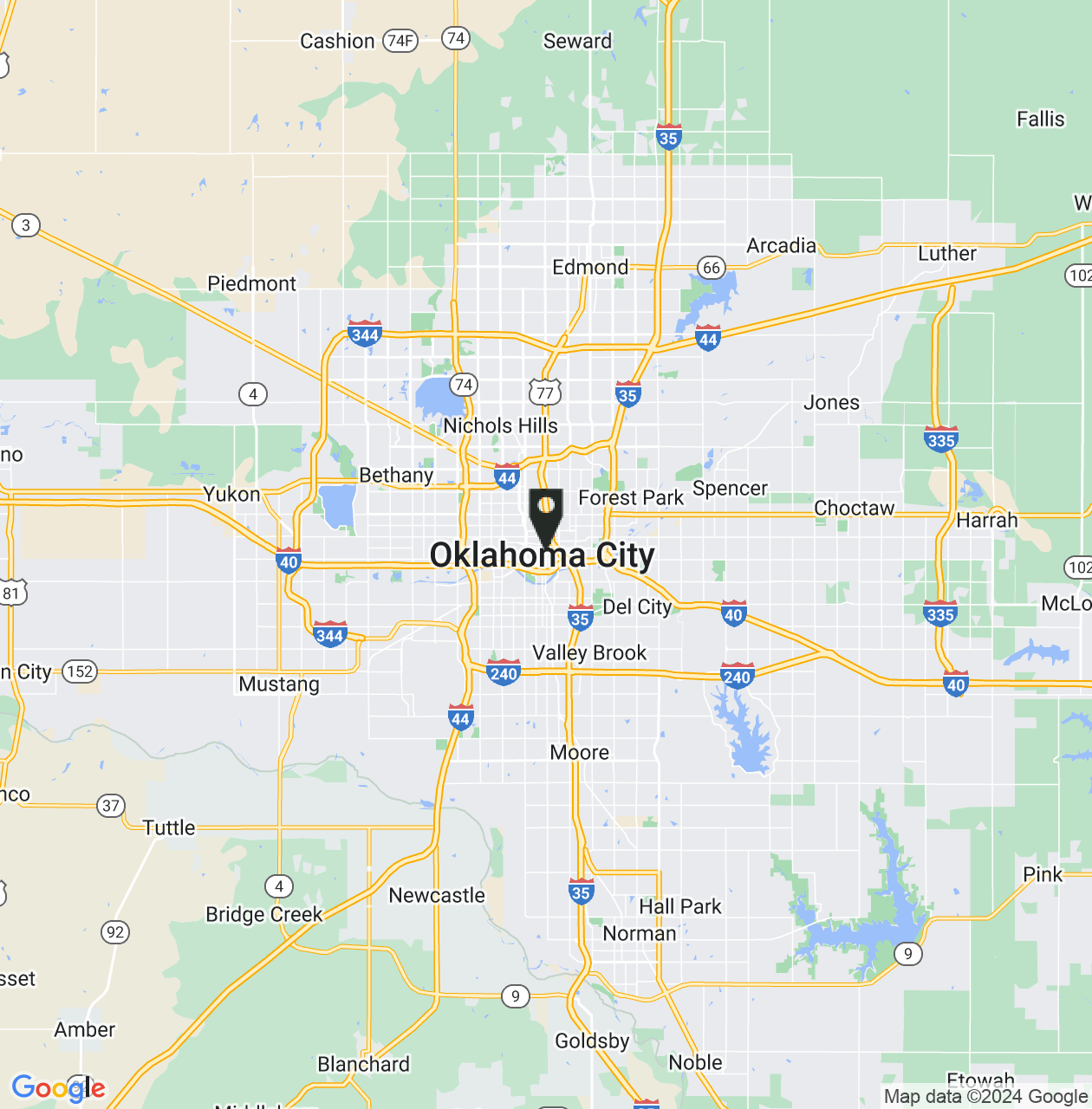 Map showing Oklahoma City
