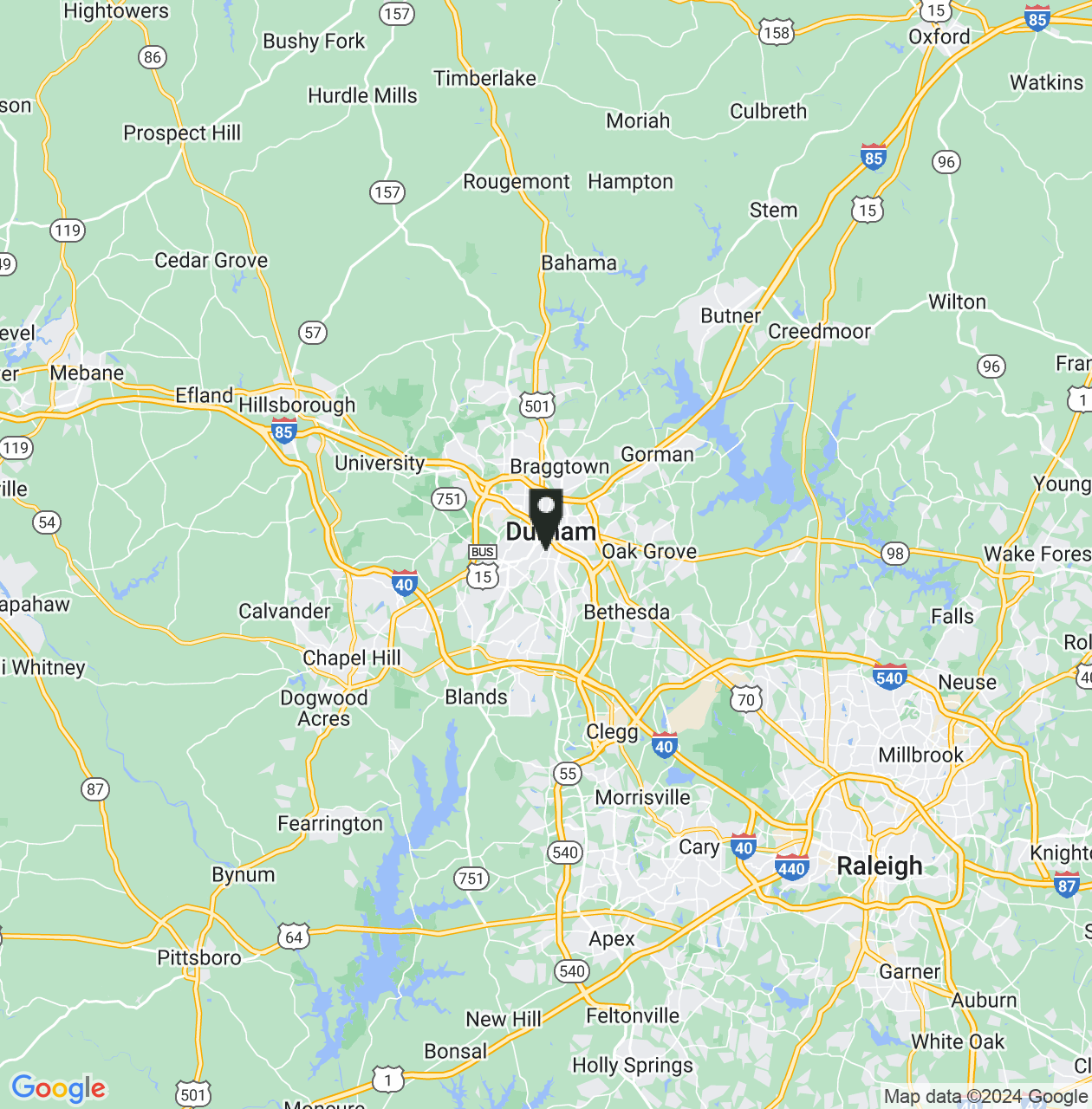 Map showing Durham