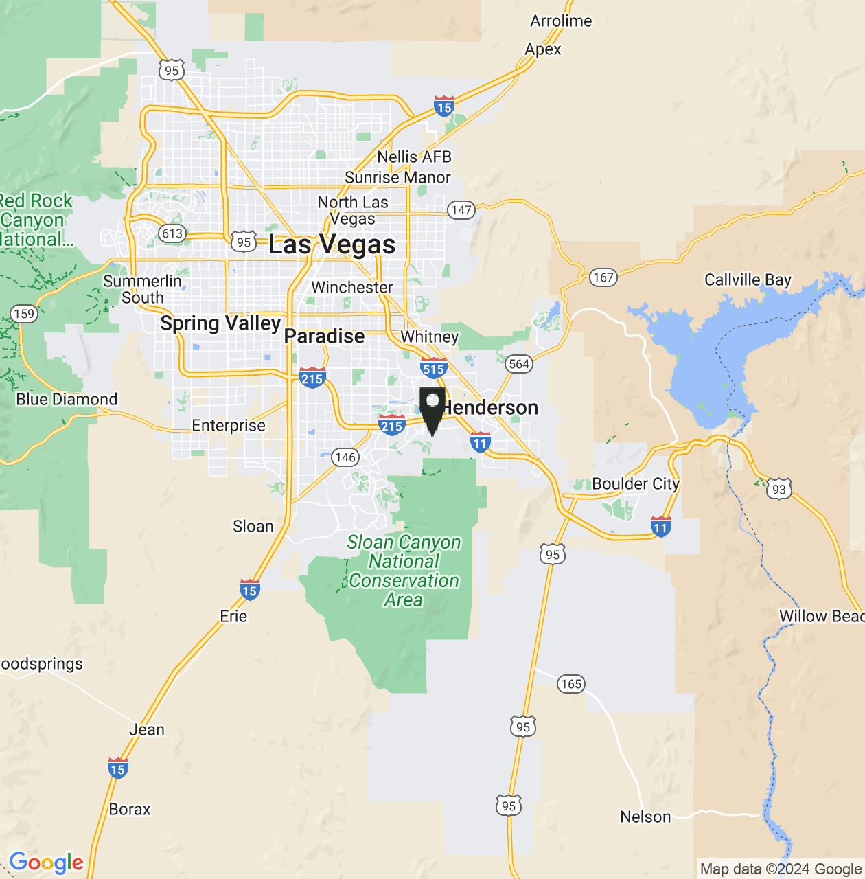 Map showing Henderson