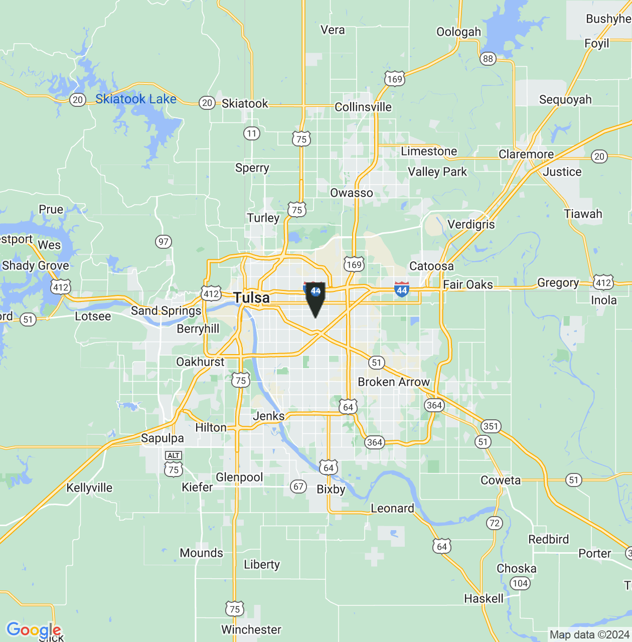 Map showing Tulsa
