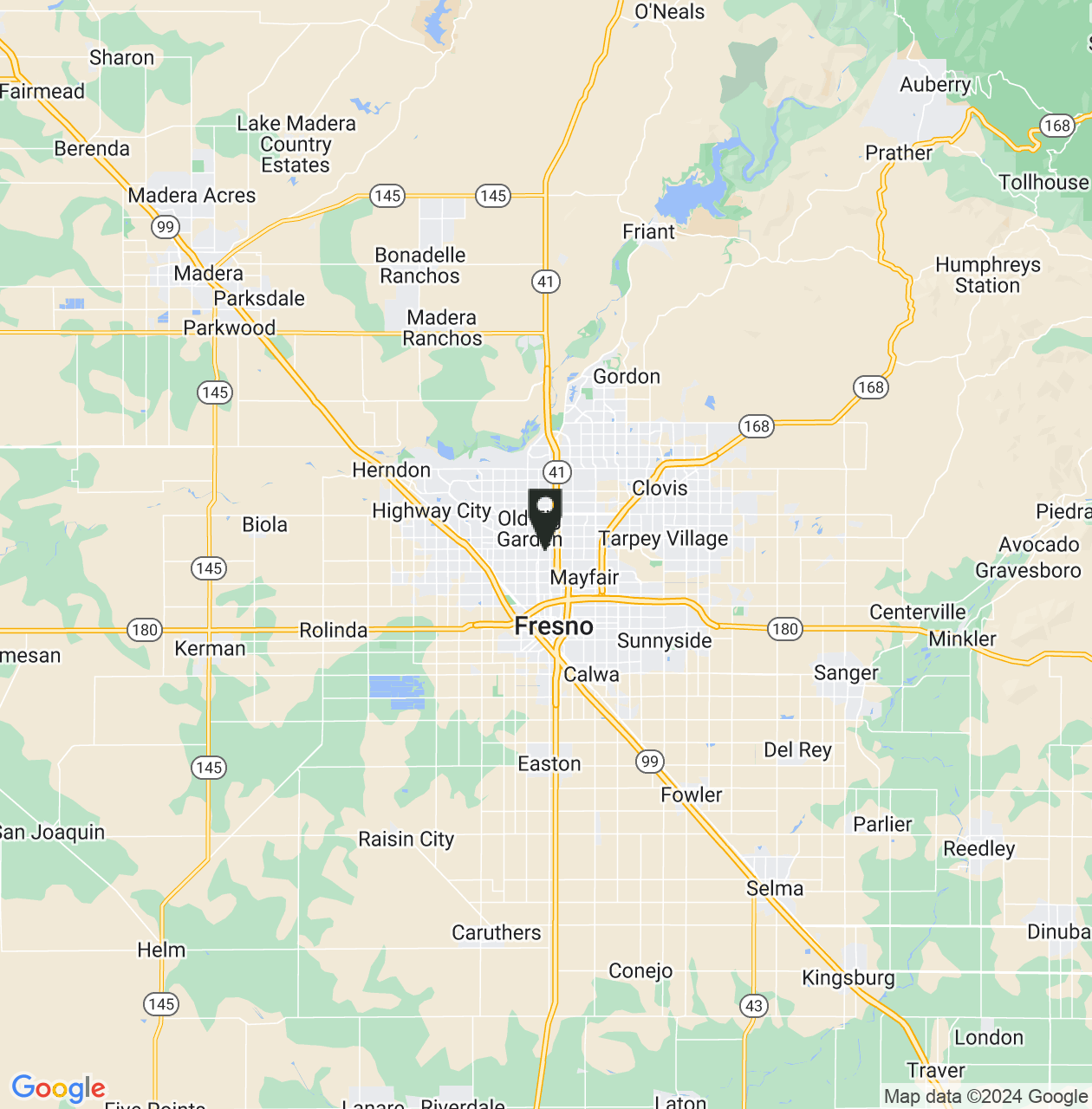Map showing Fresno