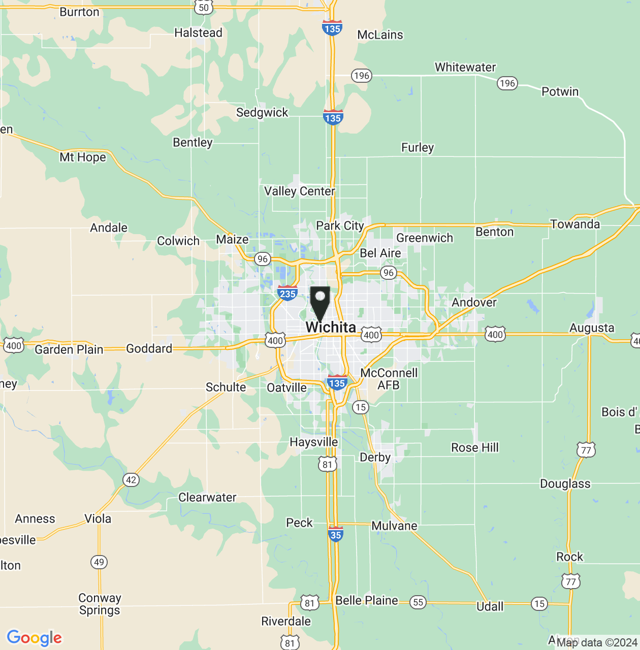 Map showing Wichita