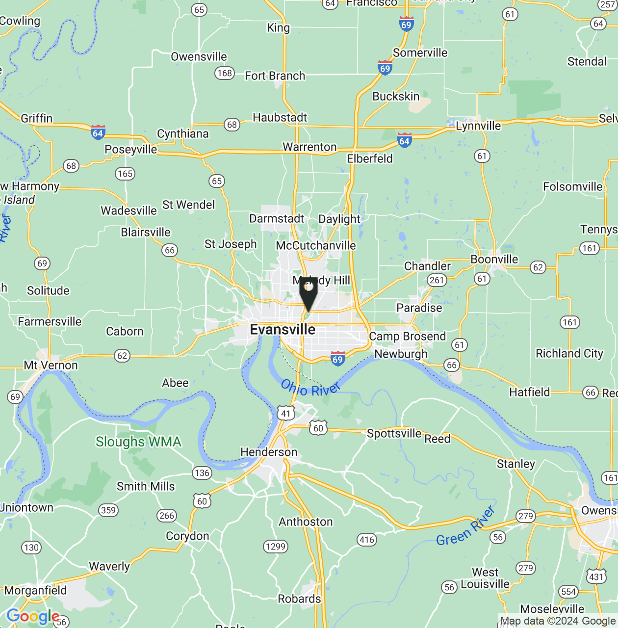Map showing Evansville
