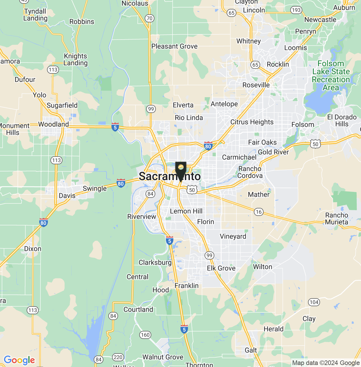 Map showing Sacramento County, California