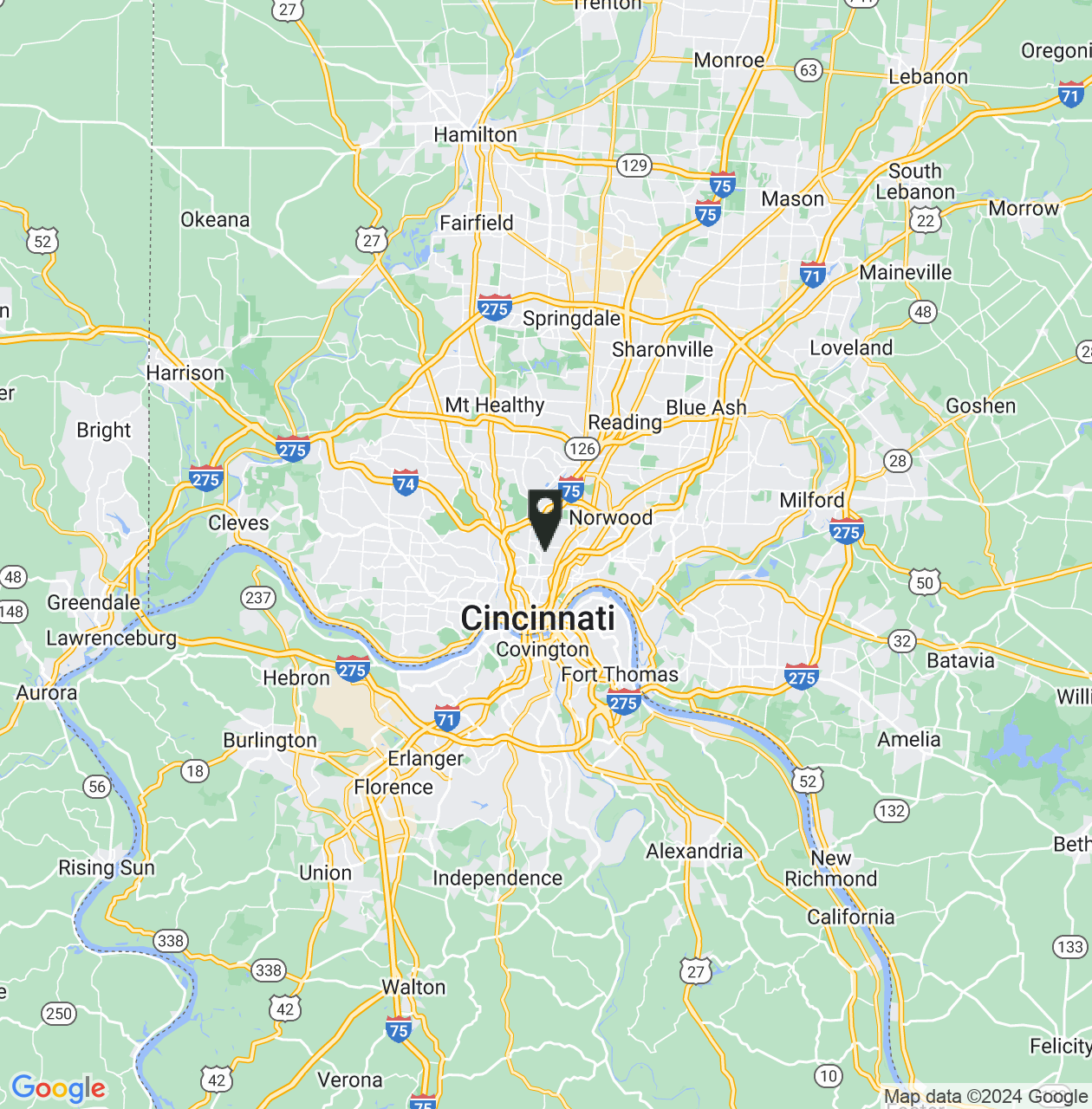 Map showing Cincinnati