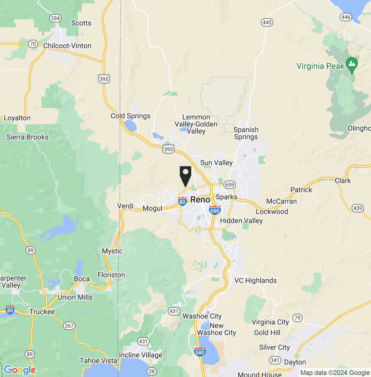 Map showing Reno