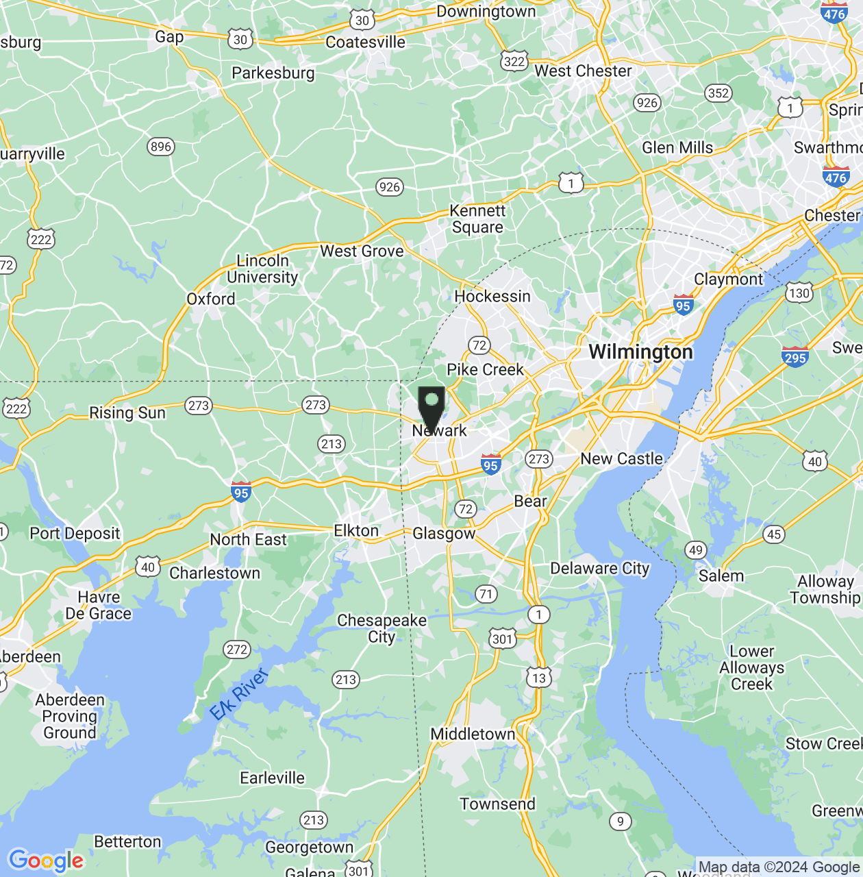 Map showing Newark