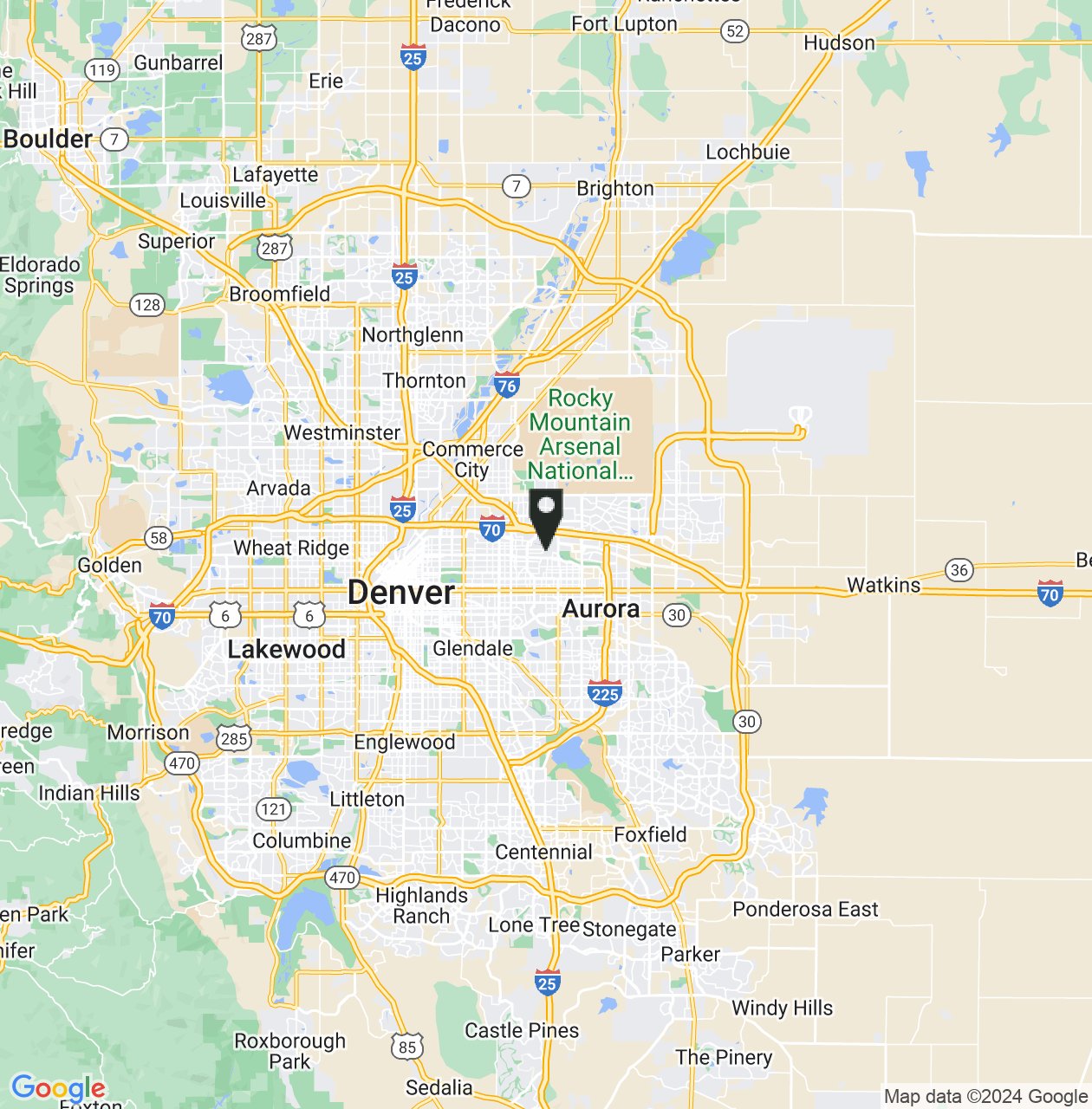 Map showing Denver