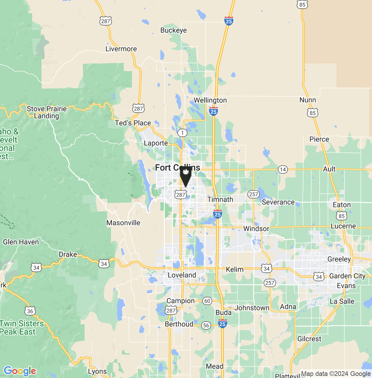Map showing Fort Collins