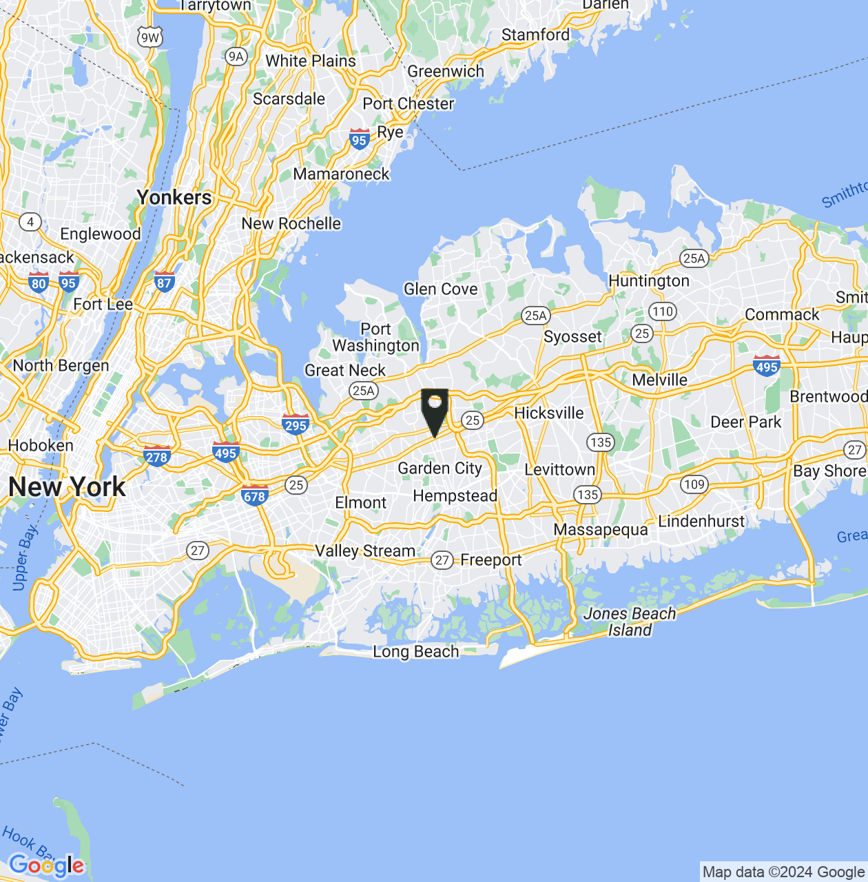 Map showing Nassau County, New York
