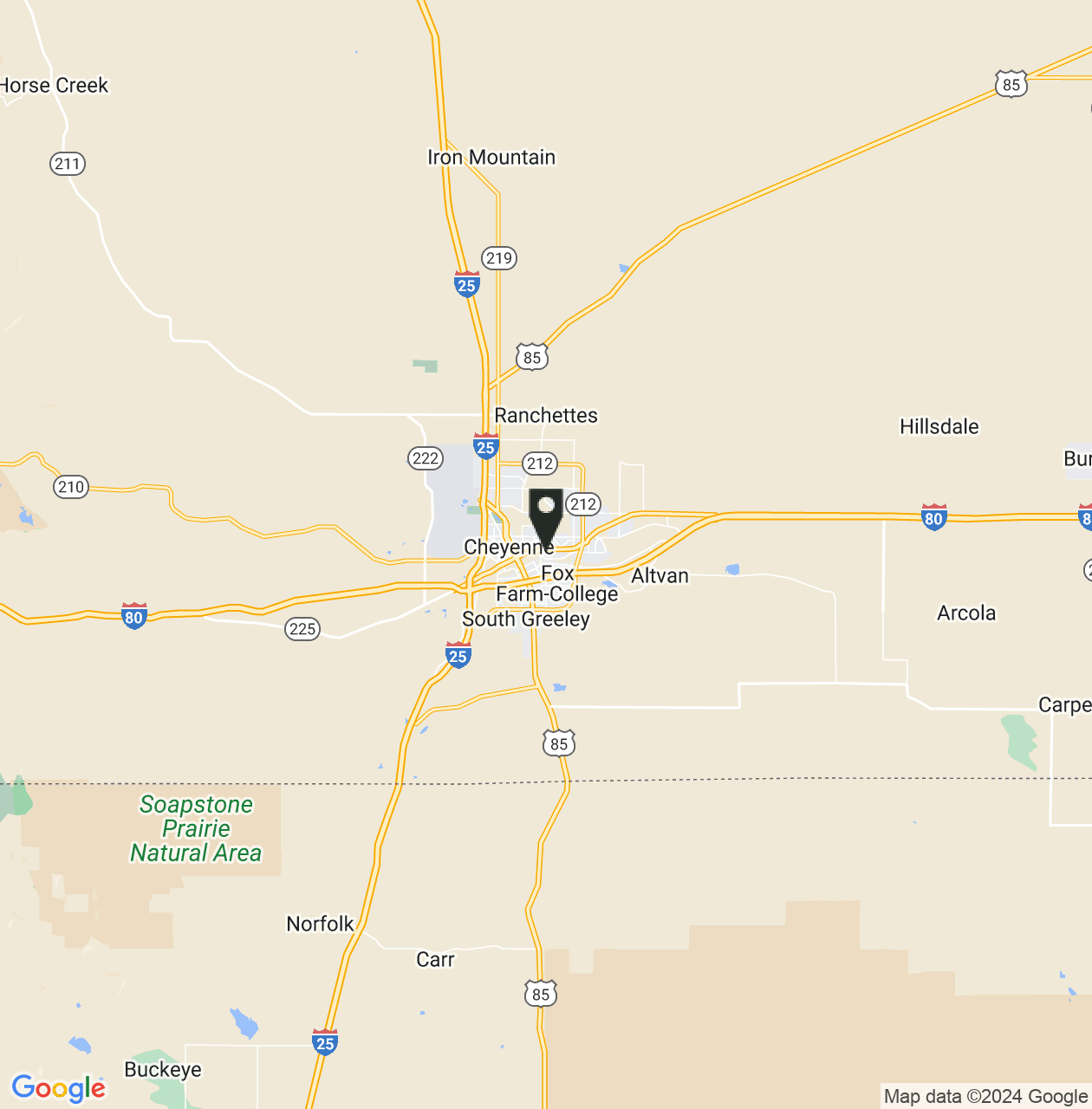 Map showing Laramie County, Wyoming