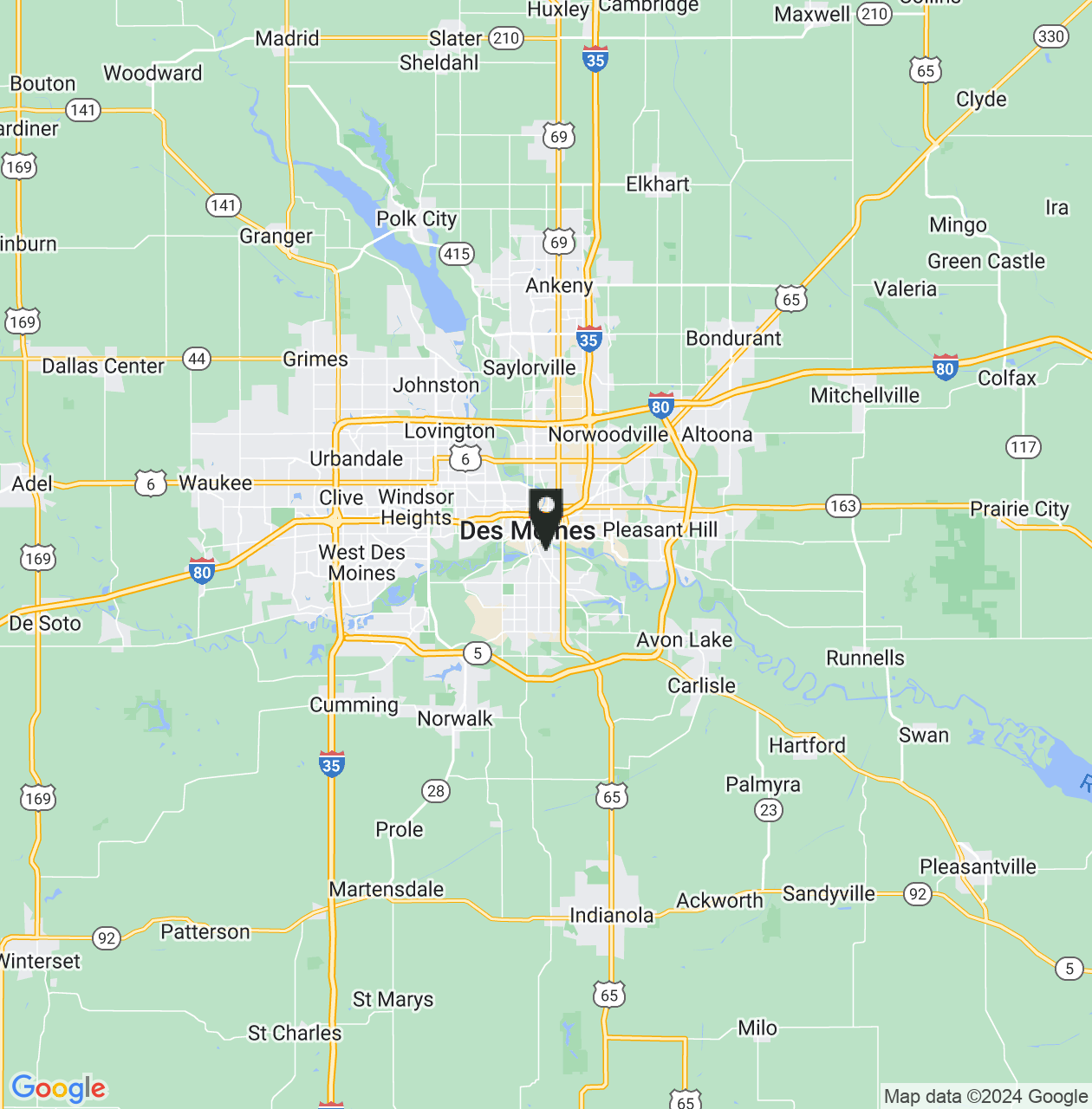 Map showing Des Moines