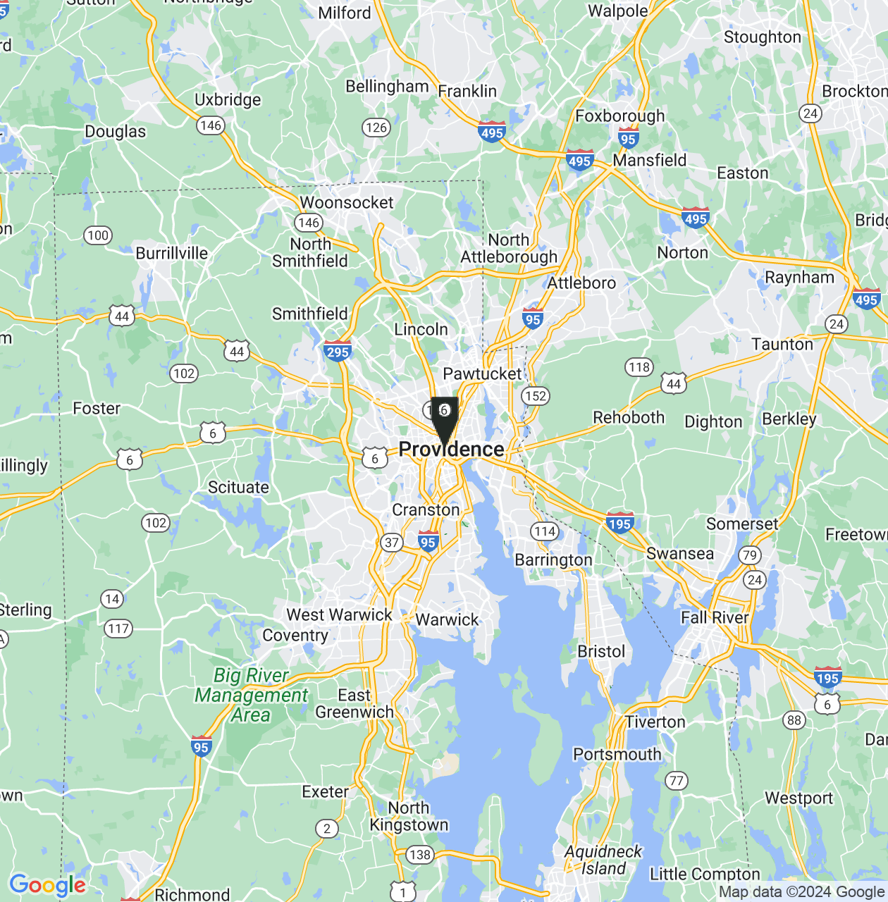 Map showing Providence County, Rhode Island