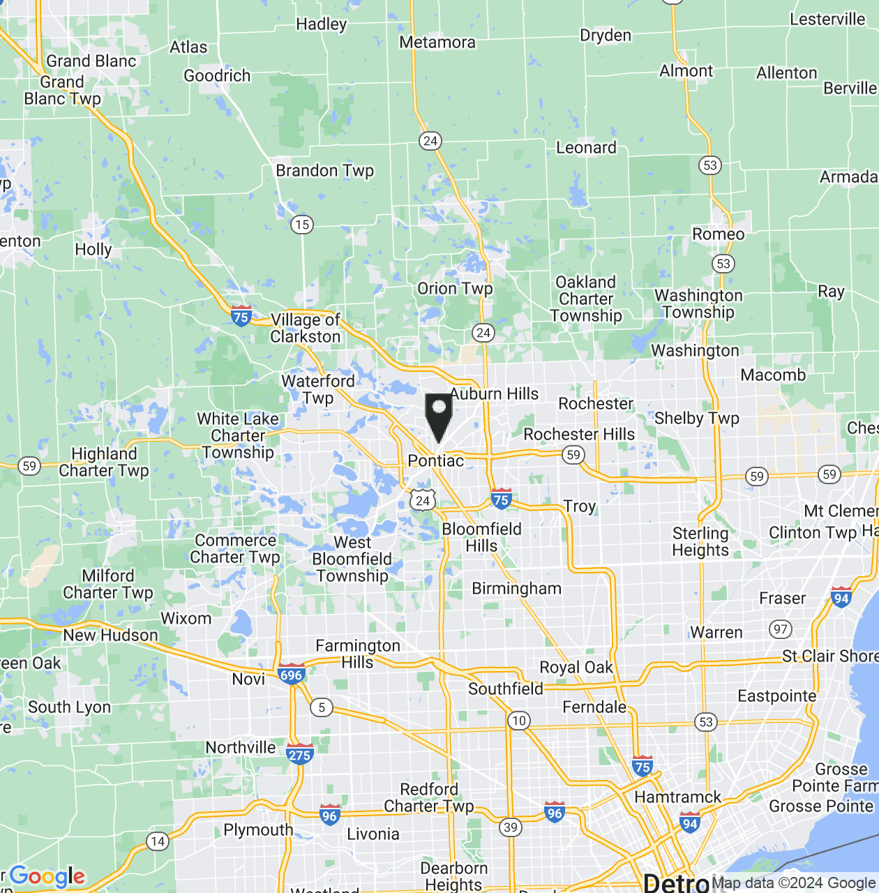 Map showing Oakland County, Michigan