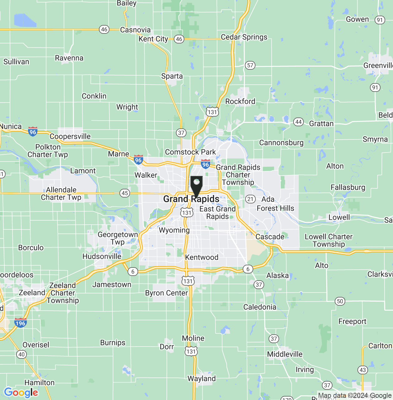 Map showing Grand Rapids