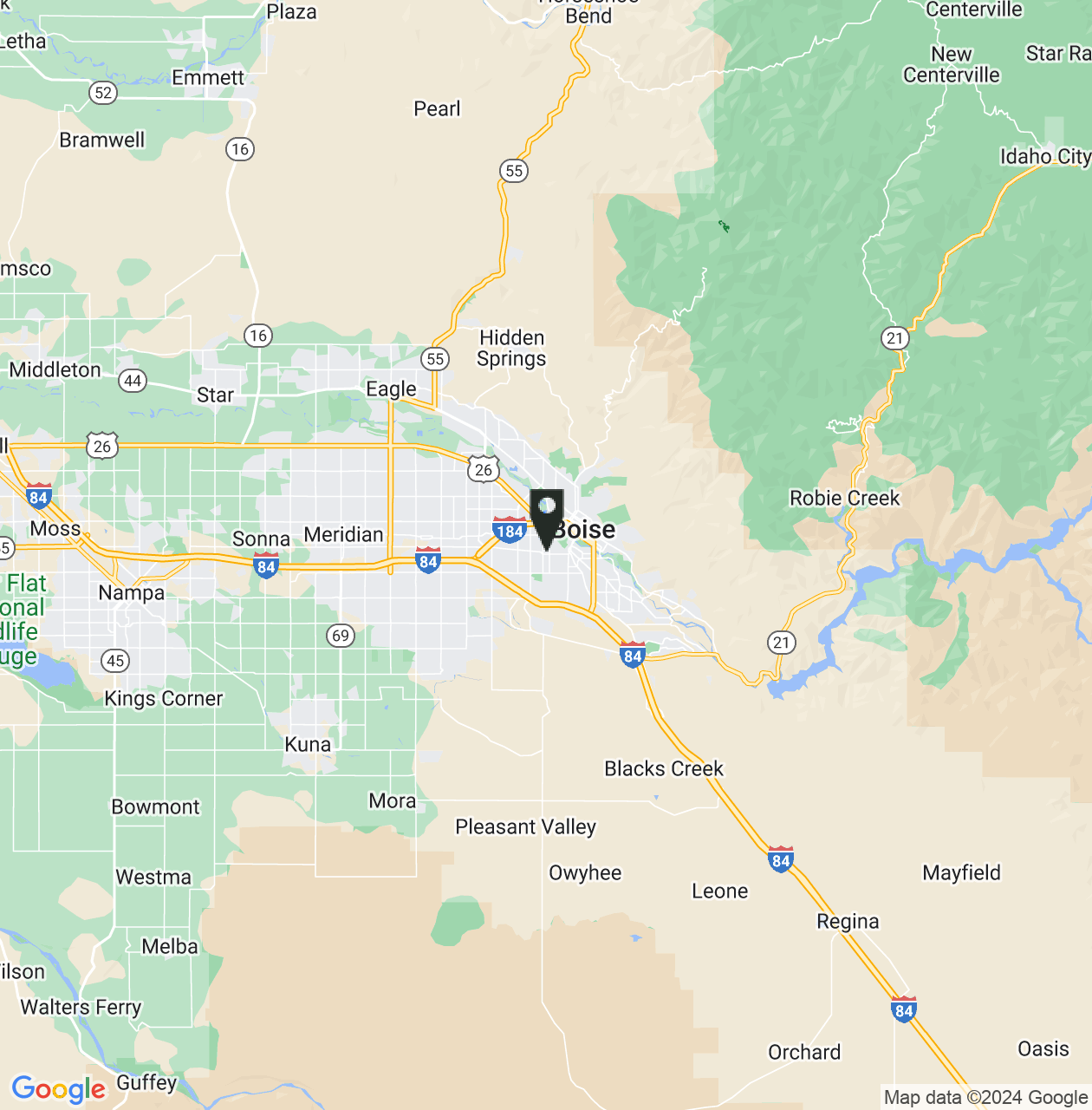Map showing Boise