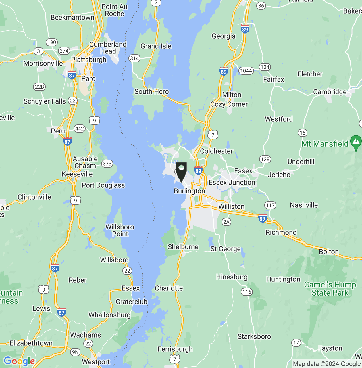 Map showing Burlington