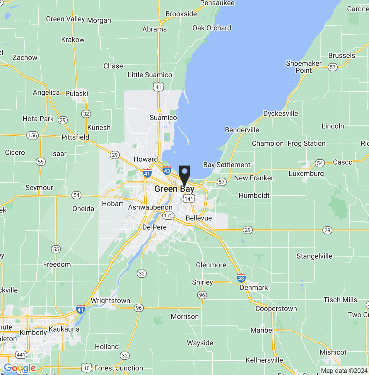 Map showing Green Bay