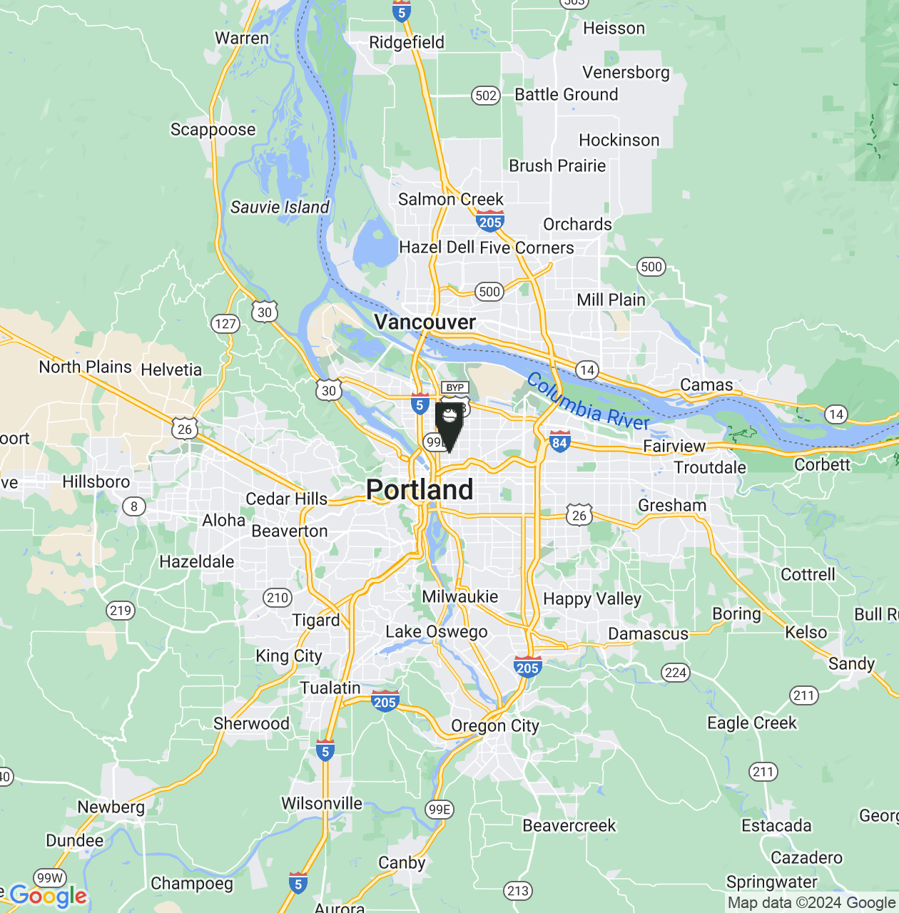 Map showing Portland