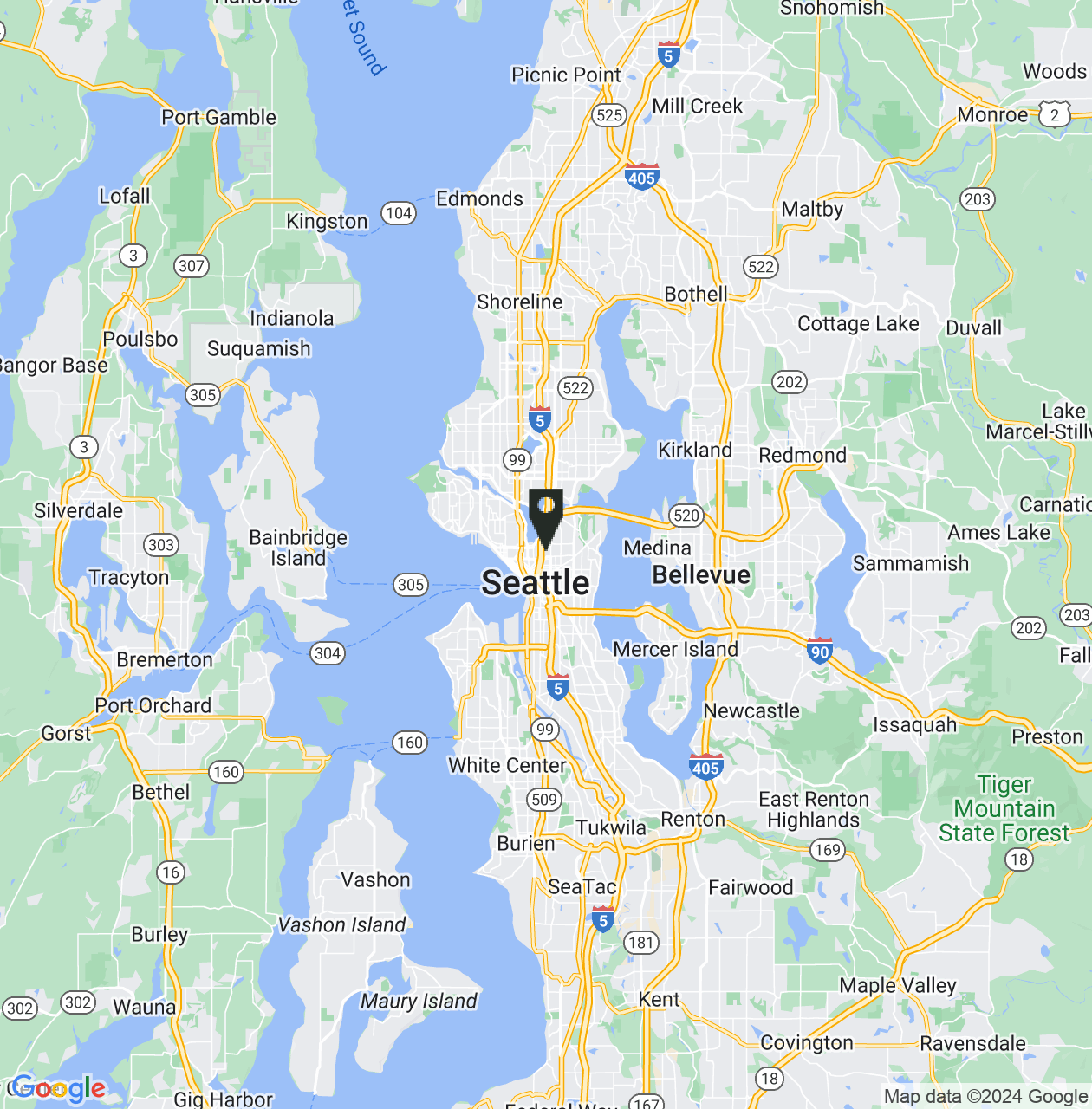 Map showing Seattle