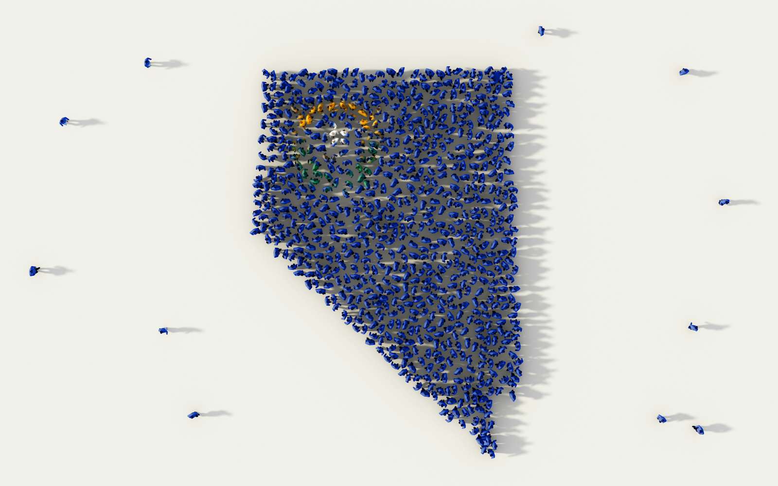 Large group of people forming the shape of Nevada