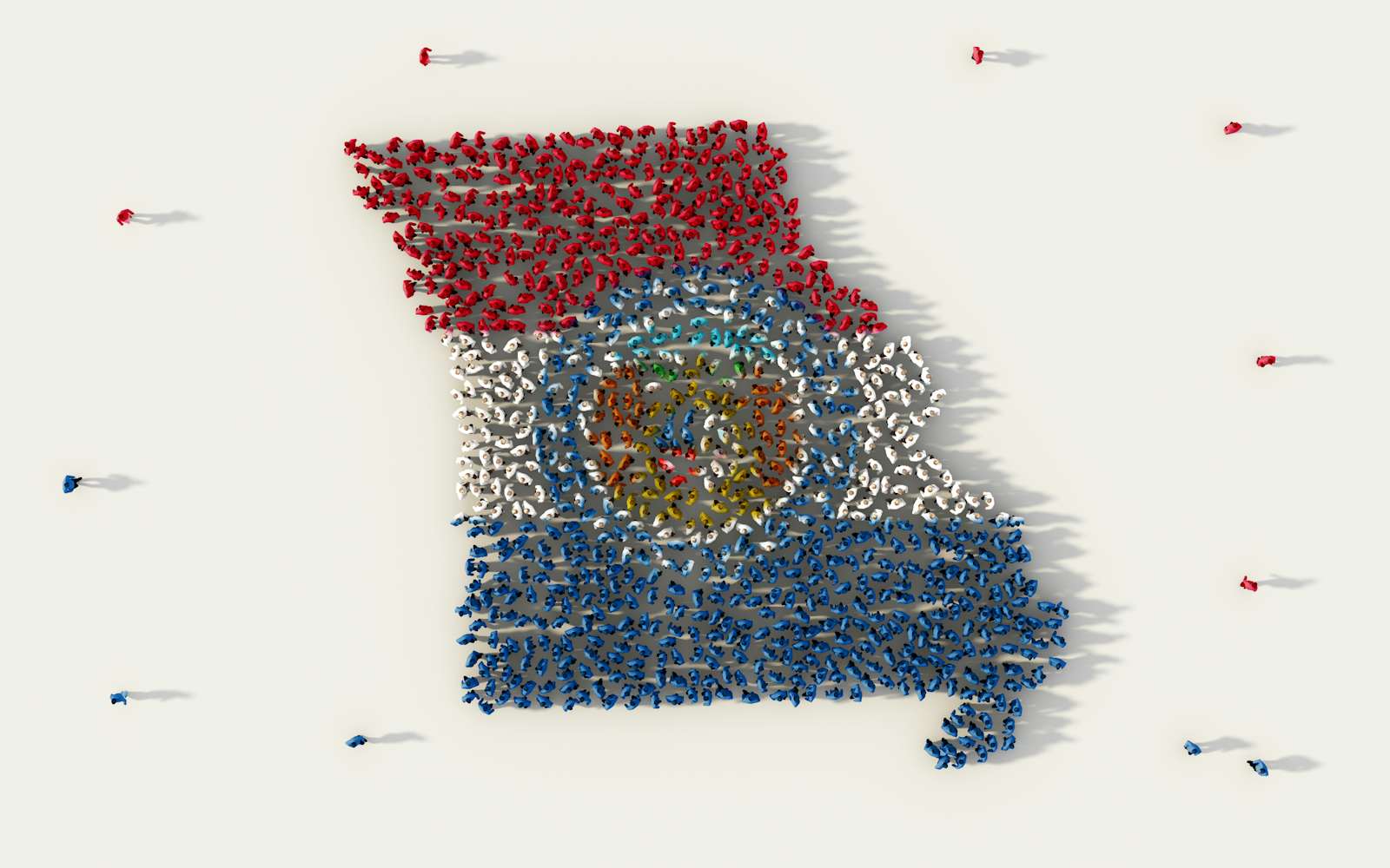 Large group of people forming the shape of Missouri