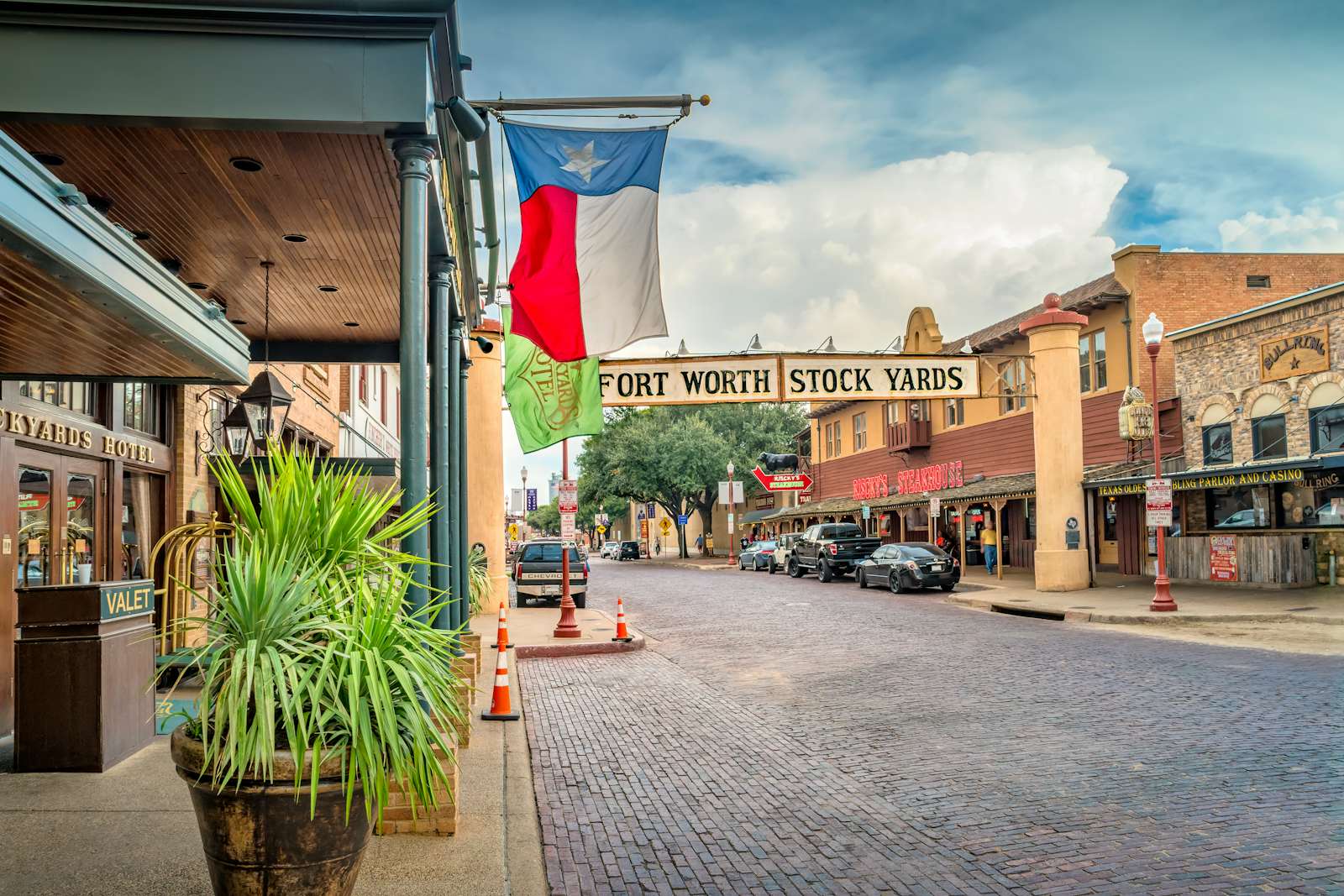 Street view of Fort Worth Stockyards in Texas