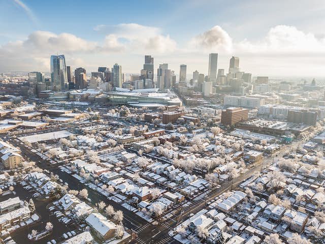 Denver winter skyline